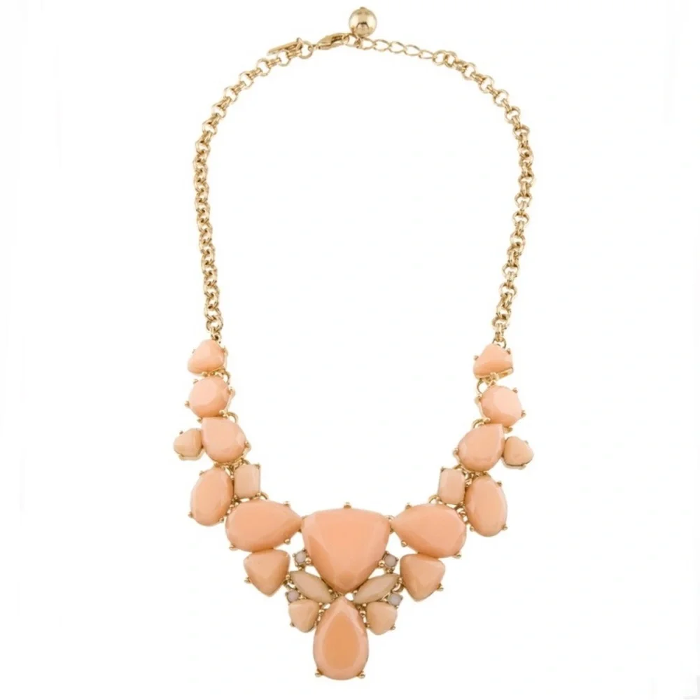 Kate Spade Chunky Peach Stone Statement Necklace 12k Gold Plated